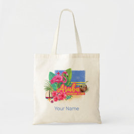 Bolsa Tote Ilha Caribe Aruba com Flamingo Vintage