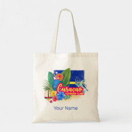 Bolsa Tote Ilha de caribe Retro Curacao com vinheta de tartar