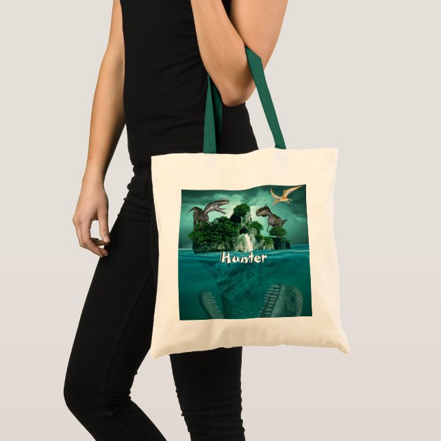 Bolsa Tote Ilha do Dinossauro Personalizada (Frente (produto))