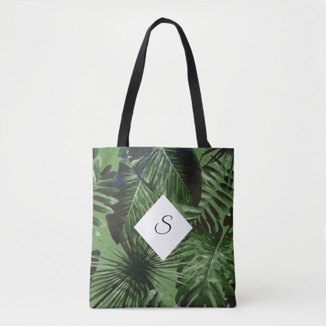 Bolsa Tote Ilha Tropical Deixa Monograma com suas Iniciais (Frente)
