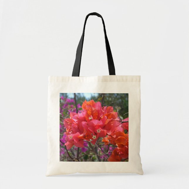 Bolsa Tote Ilha Tropical Rosa Bougainvillea Floral (Frente)