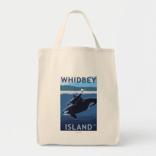 Bolsa Tote Ilha Whidbey, Washington Orca e Calf