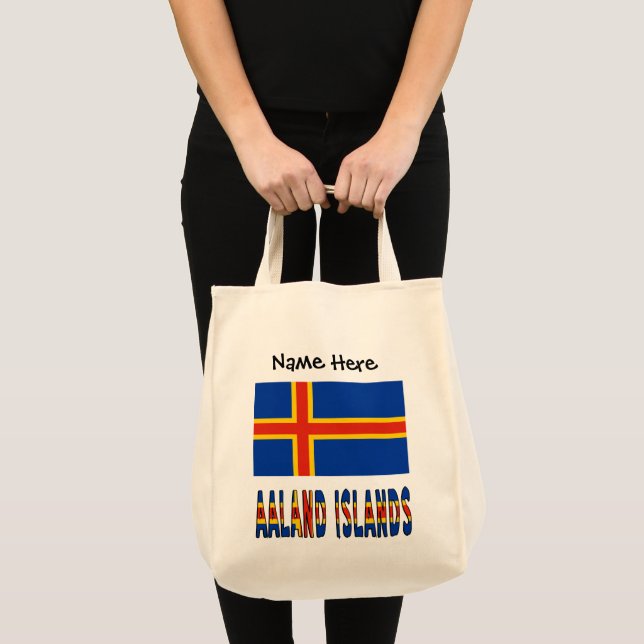 Bolsa Tote Ilhas Ashland Ålander Flag Personalizado (Frente (produto))