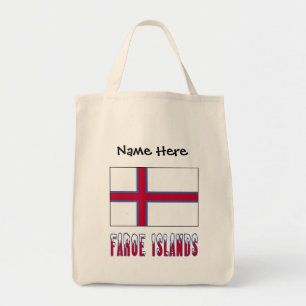 Bolsa Tote Ilhas Faroé e Pavilhão Ilhas Faroé com Nome