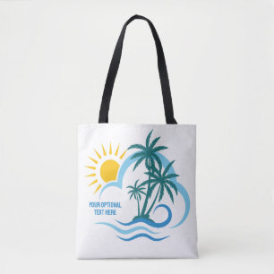 Bolsa Tote Ilhas Tropicais de Nome e Texto Personalizado