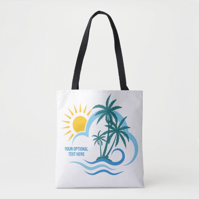 Bolsa Tote Ilhas Tropicais de Nome e Texto Personalizado (Frente)