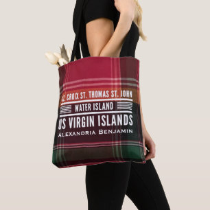 Bolsa Tote Ilhas Virgens USVI Caribe Madras Personalizam