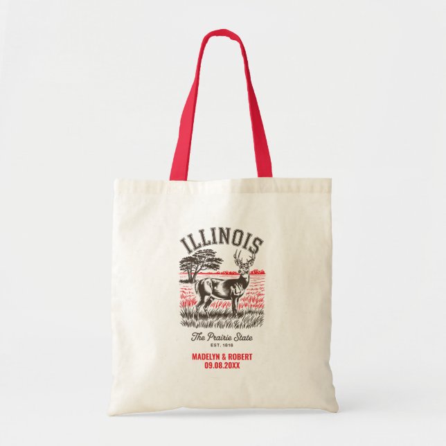 Bolsa Tote Illinois Wedding Welcome Bag, Destination Wedding (Frente)