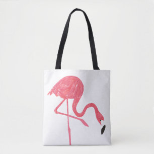 Bolsa Tote Illustração de Aquarela Cor-de-Água, Cor-de-Rosa-C