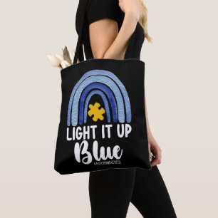 Bolsa Tote Ilumine de Azul Arco-íris Conscientização da Famíl