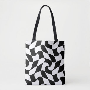 Bolsa Tote ilusão óptica a preto e branco
