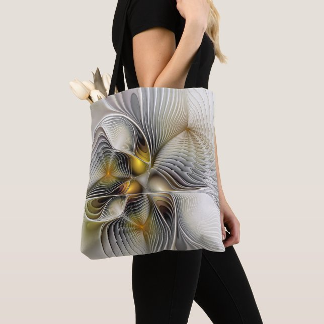 Bolsa Tote Ilusão Óptica Abstrata Fractal 3D Com Profundidade (Close Up)