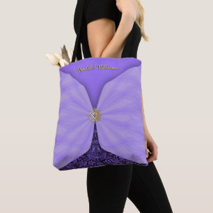 Bolsa Tote Ilusão Têxtil de Joia Roxa Personalizada