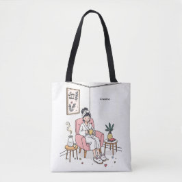 Bolsa Tote Ilustração Aconchegante do Dia das Mães para Vovó