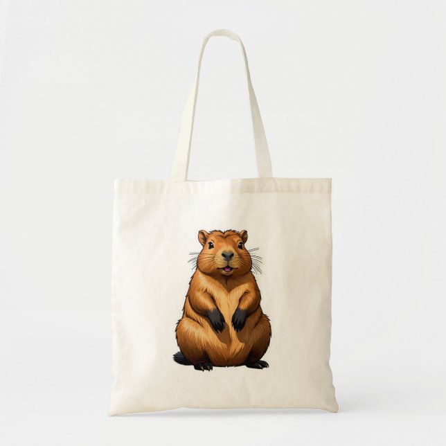 Bolsa Tote Ilustração Animal da Capybara Rodent Cute (Frente)