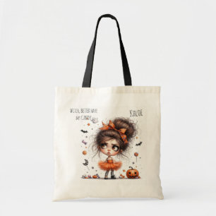 Bolsa Tote Ilustração Assustadoramente Fofa de Menina de Hall