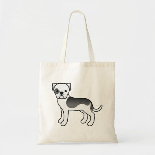 Bolsa Tote Ilustração Black Piebald American Bulldog