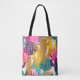 Bolsa Tote Ilustração Bonita De Cactus Vintage Sem Olhos.