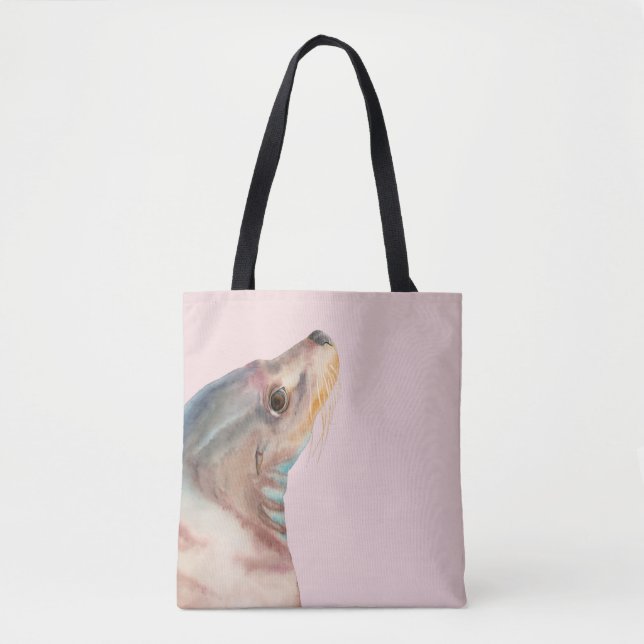Bolsa Tote Ilustração bonito da aguarela do leão de mar (Frente)