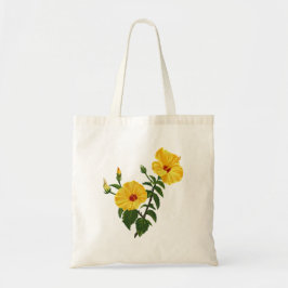 Bolsa Tote Ilustração botânica do hibisco amarelo havaiano 