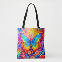 Bolsa Tote Ilustração Colorida de Arte da Borboleta Criativa