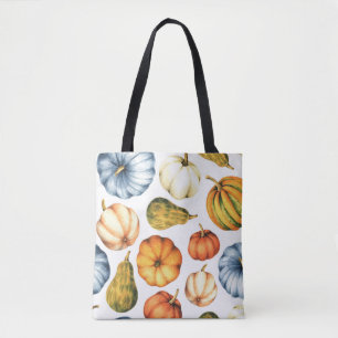 Bolsa Tote Ilustração da Abóbora: Padrão de Aquarela Sem Cost