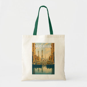 Bolsa Tote Ilustração da Arábia Saudita Viagem Arte Vintage