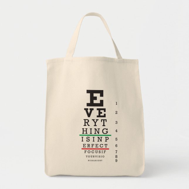 Bolsa Tote Ilustração da carta de olho da optometria (Frente)