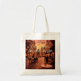 Bolsa Tote Ilustração da Cidade Brilha Sonhos Começam Viena