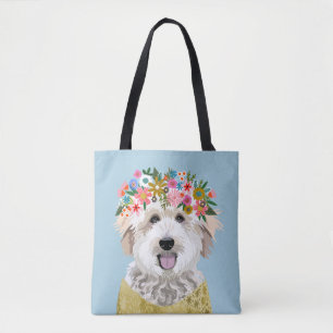 Bolsa Tote Ilustração da Coroa ouro do Cachorro