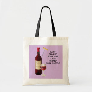 Bolsa Tote Ilustração da garrafa e do vidro de vinho