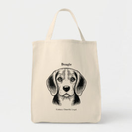Bolsa Tote Ilustração da Linha Preta do Retrato do Beagle