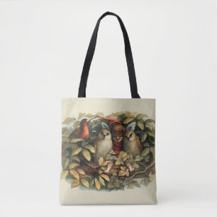 Bolsa Tote Ilustração da Natureza das Corujas e Fadas do Elf