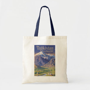 Bolsa Tote Ilustração da Paisagem do Tajiquistão Arte de Viag