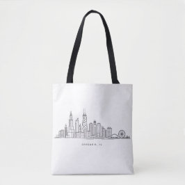 Bolsa Tote Ilustração da paisagem urbana de Chicago IL