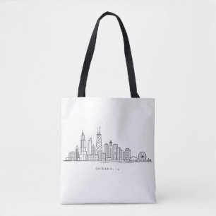Bolsa Tote Ilustração da paisagem urbana de Chicago IL