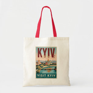 Bolsa Tote Ilustração da paisagem urbana de Kiev Ucrânia Arte