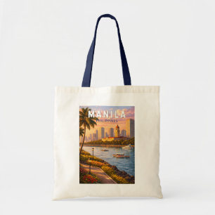 Bolsa Tote Ilustração da paisagem urbana de Manila Filipinas