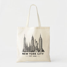 Ilustração da Silhueta de Nova York com Estátua da