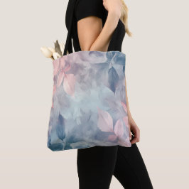 Bolsa Tote Ilustração das Folhas Azuis de Pastel Pinks