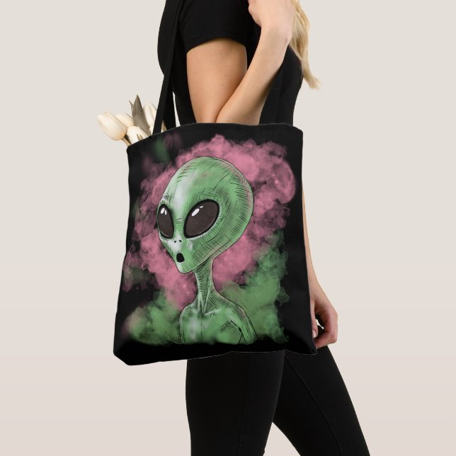 Bolsa Tote Ilustração de Alienígena Clássica (Close Up)
