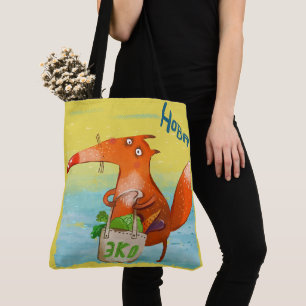 Bolsa Tote Ilustração de Aquarela artesanal Fox Engraçada