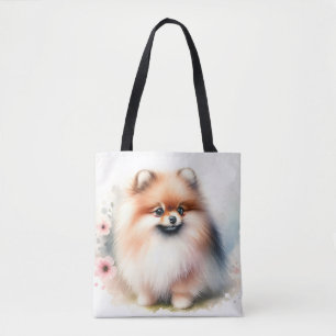 Bolsa Tote Ilustração de aquarela da Pomerânia Cuta