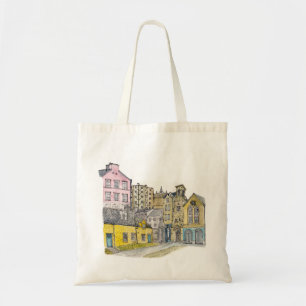 Bolsa Tote Ilustração de Aquarela de Edimburgo Cidade Antiga