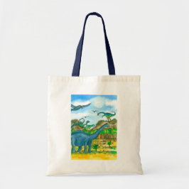Bolsa Tote Ilustração de Aquarela dos Dinossauros