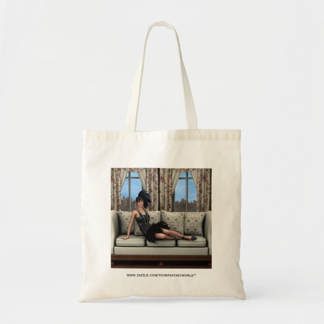Bolsa Tote Ilustração de Arte da Moda Flapper dos Anos 20 (Frente)