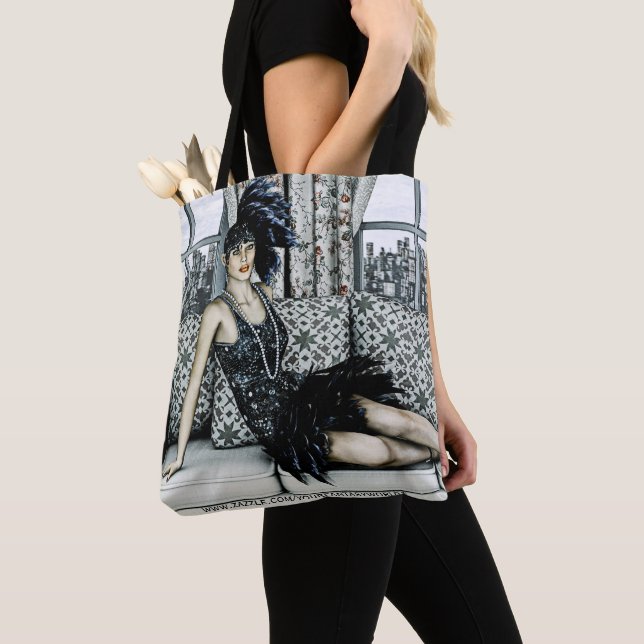 Bolsa Tote Ilustração de Arte da Moda Flapper dos Anos 20 (Close Up)