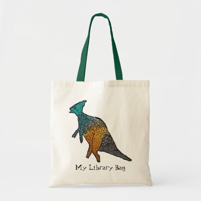 Bolsa Tote Ilustração de arte de dinossauro fofo (Frente)