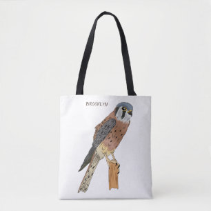 Bolsa Tote Ilustração de ave do Kestrel Americano 