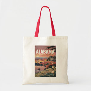 Bolsa Tote Ilustração de barco no rio Alabama Arte de viagem